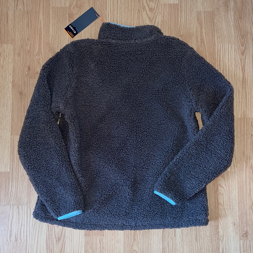 NWT Women’s Orvis Gray and Blue Sherpa Quarter Snap Up Pullover Size Large - Picture 5 of 5